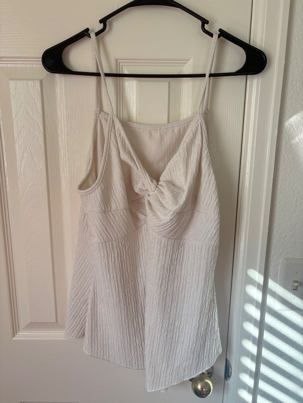 Women's Cream Textured Polyester Camisole Tank Top Size 1XL